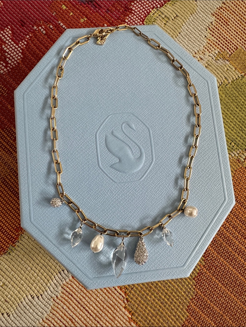 Swarovski necklace with crystals.